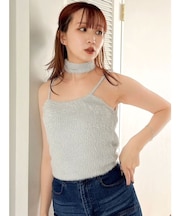 チョーカー付ミニシャギーニットキャミソール