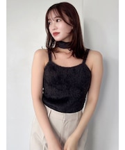 チョーカー付ミニシャギーニットキャミソール