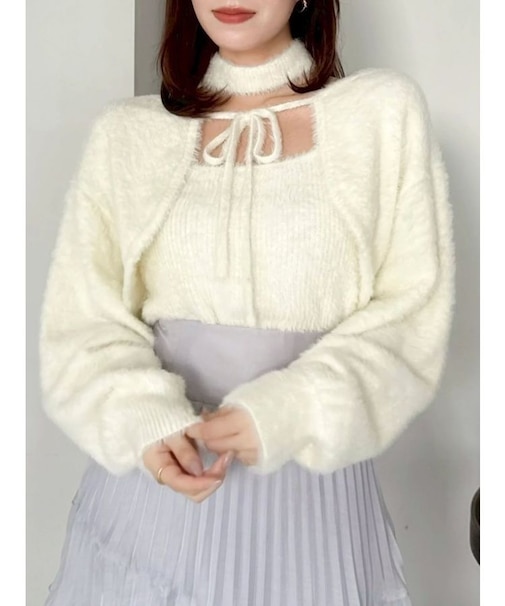 ミニシャギーニットボレロ