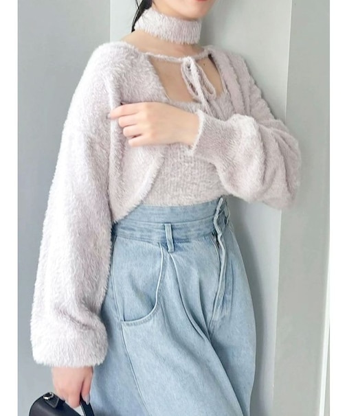 ミニシャギーニットボレロ