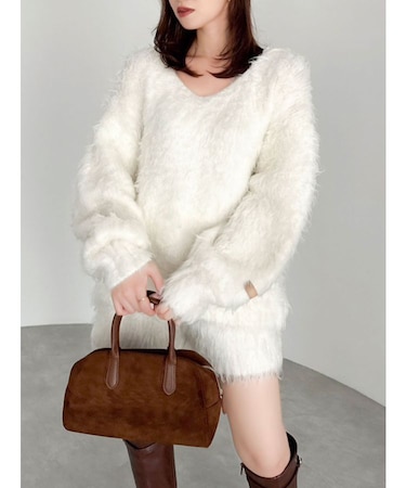 リップルカールⅤネックニット