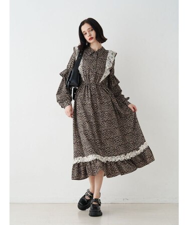 ラッフルフリルロングワンピース