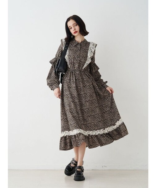 ラッフルフリルロングワンピース