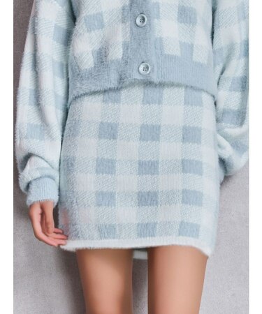 CHECK shaggy ニットスカートライクショートパンツ