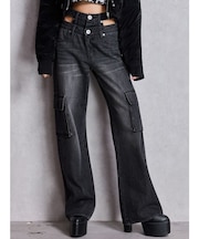ハイウエスト CUT OUT CARGOワイトデニムパンツ
