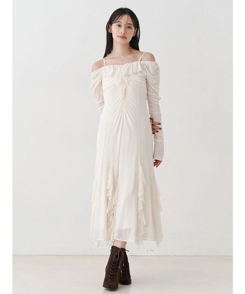 チュールラッフルヘムワンピース