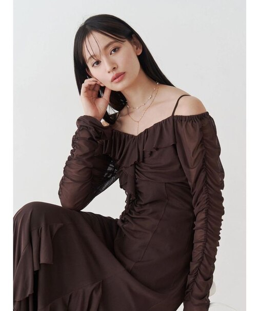 チュールラッフルヘムワンピース