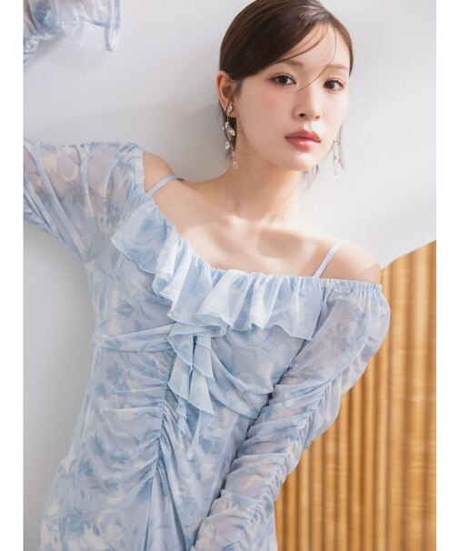 チュールラッフルヘムワンピース