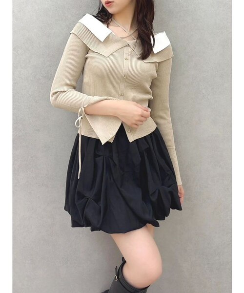 machatt フレアドッキングシャツニット フレアシャツドッキングニット | seaaddress