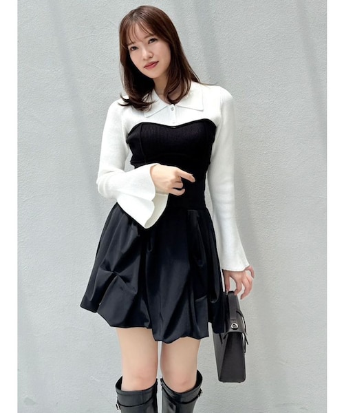 ラメビスチェラインニットトップス｜マークスタイラー