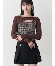 ボレロライクストリングツイードニット