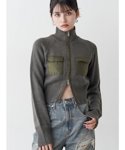 マテリアルジップアップニット