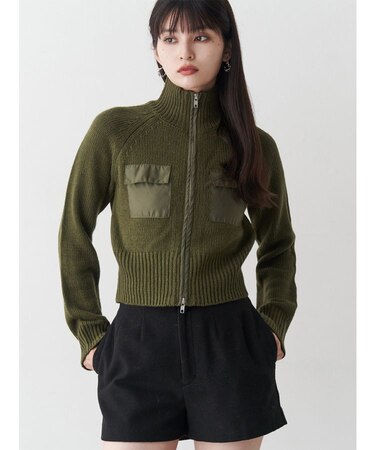 マテリアルジップアップニット