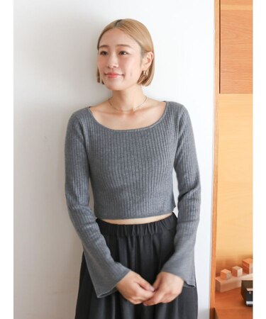 ボートネックショートニット