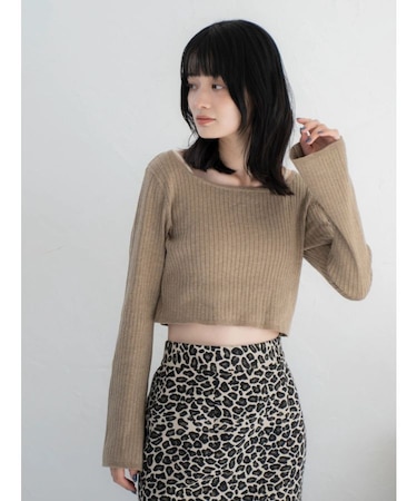 ボートネックショートニット