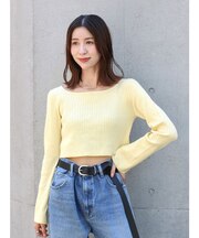 ボートネックショートニット