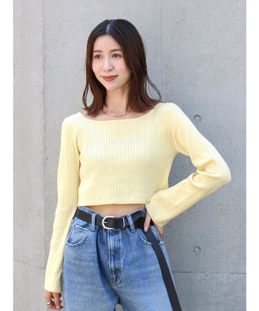 ボートネックショートニット
