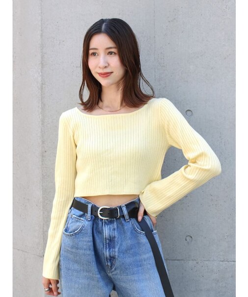 ボートネックショートニット