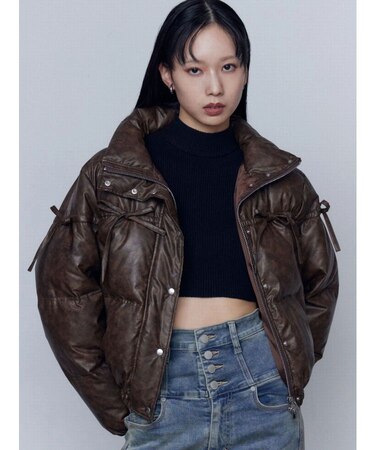 リボンパッファーダウンブルゾン