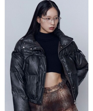 リボンパッファーダウンブルゾン