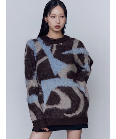 オーバーパターンニット