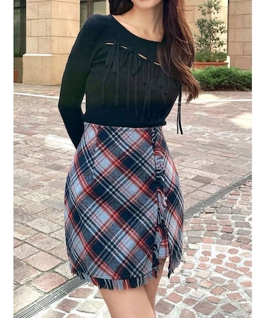 リボンデザインニットトップス