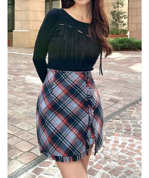 リボンデザインニットトップス