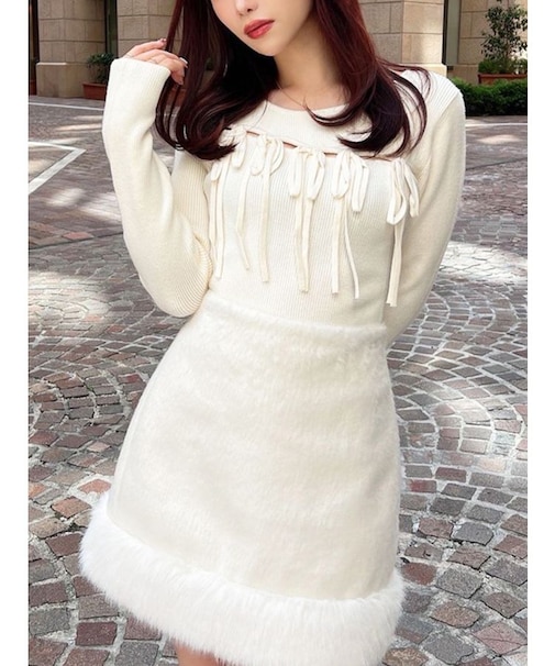 リボンデザインニットトップス