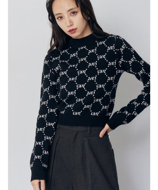 モノグラムバイカラーニット