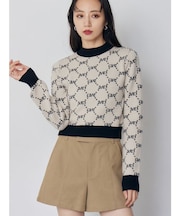 モノグラムバイカラーニット