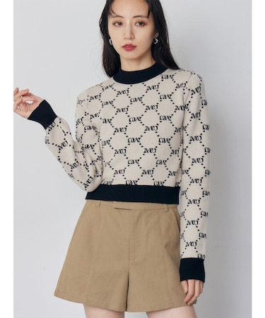 モノグラムバイカラーニット