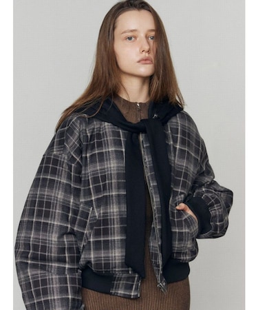 スカーフフーディナイロンブルゾン