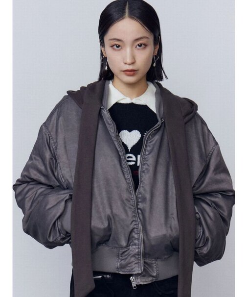 スカーフフーディナイロンブルゾン