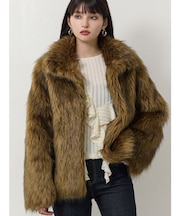 【選べるセット対象】フェイクファーラインジャガードコート