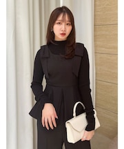 ショルダーリボンペプラムオールイン