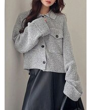 CPOジャケット風ニットカーデ