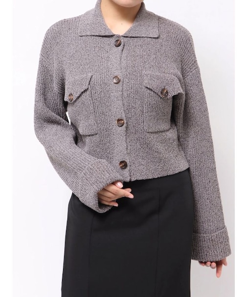 CPOジャケット風ニットカーデ