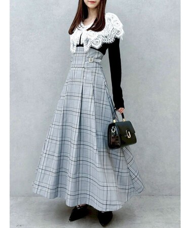 レースケープバックルワンピース