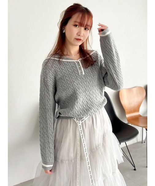 【FILA別注】セーラーカラーラインニットプルオーバー