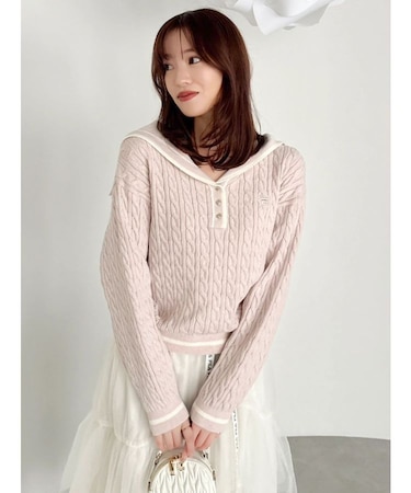 【FILA別注】セーラーカラーラインニットプルオーバー