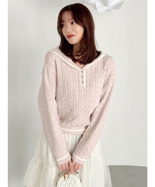 【FILA別注】セーラーカラーラインニットプルオーバー