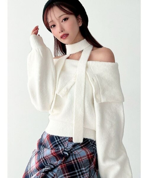 チョーカーニットトップス ビックカラーチョーカーニットトップス｜マークスタイラー