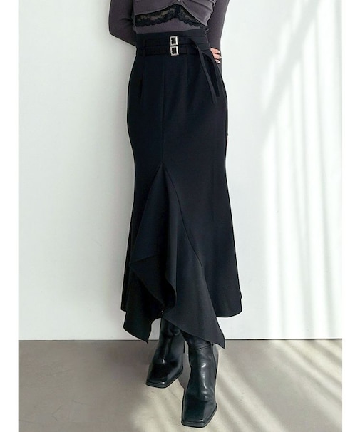 ダブルベルトラッフルスカート