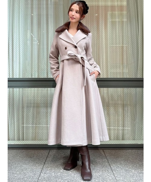 希少*ピンクハウス 2wayコート ロング フード キューピー ピコフリル ロゴ 希少*ピンクハウス 2wayコート ロング フード キューピー