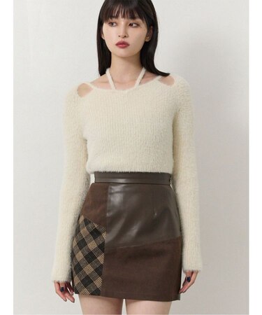 ミニシャギーカットアウトニット