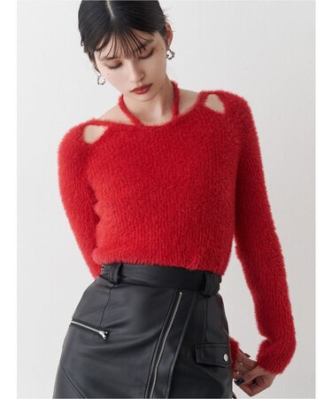 ミニシャギーカットアウトニット