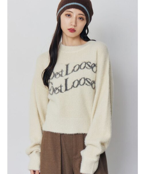 ミニシャギーロゴニット