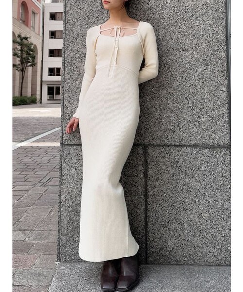 リボンデザインニットワンピース｜マークスタイラーアウトレットの