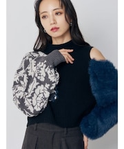 ショルダーフラワーシャギーニット