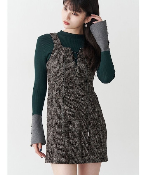 フロントレースアップミニワンピース｜マークスタイラーアウトレットの